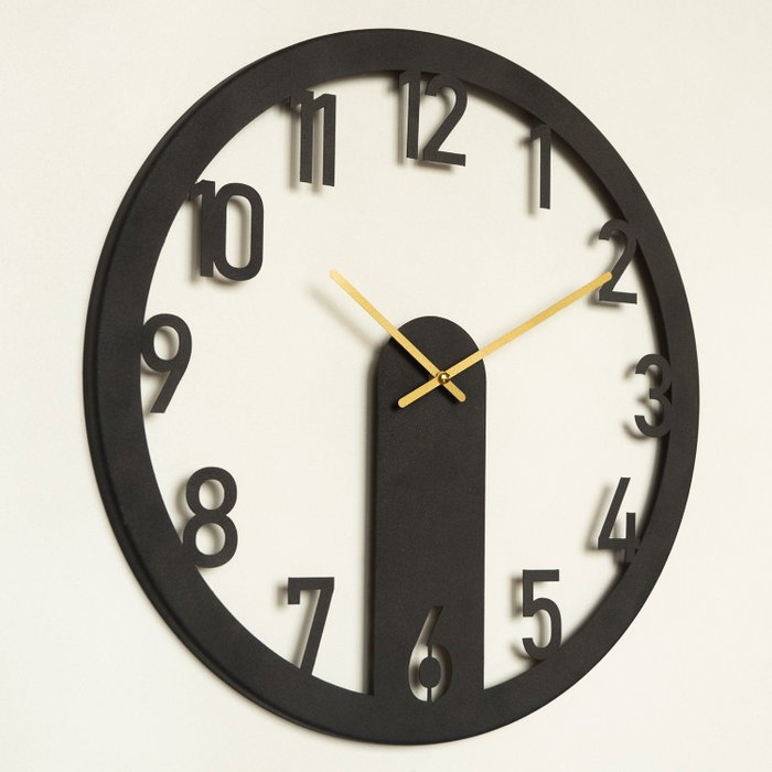 Wallity Mood Metal Wall Clock - APS114 - Negro y dorado